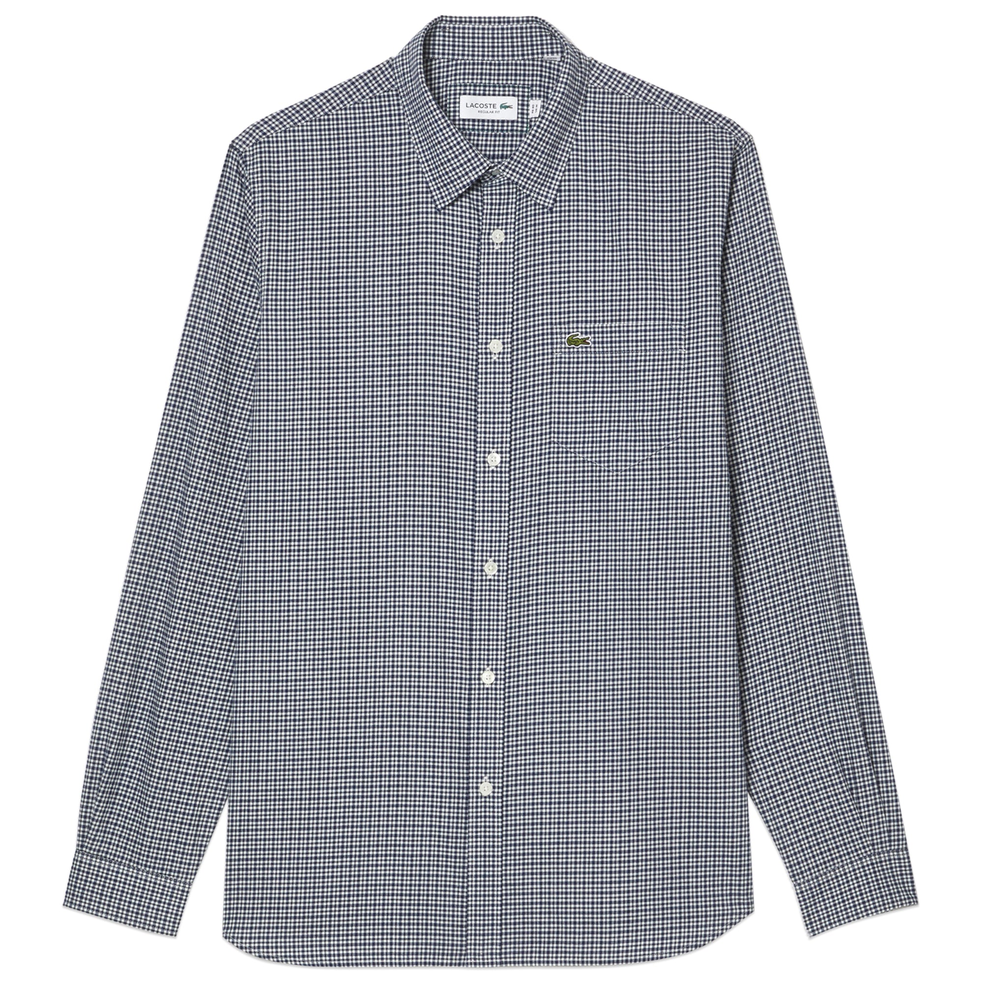 Lacoste Brushed Cotton Gingham Check Shirt CH1885 - Navy / White