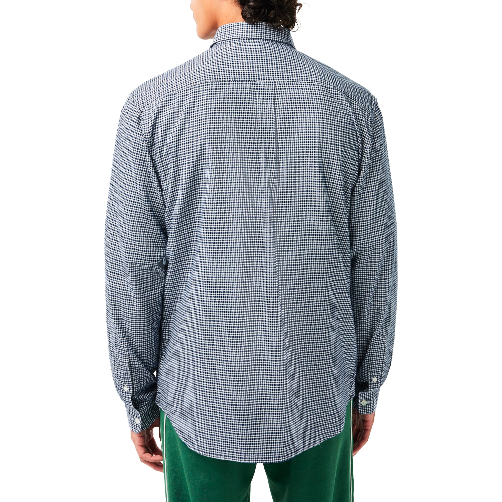 Lacoste Brushed Cotton Gingham Check Shirt CH1885 - Navy / White