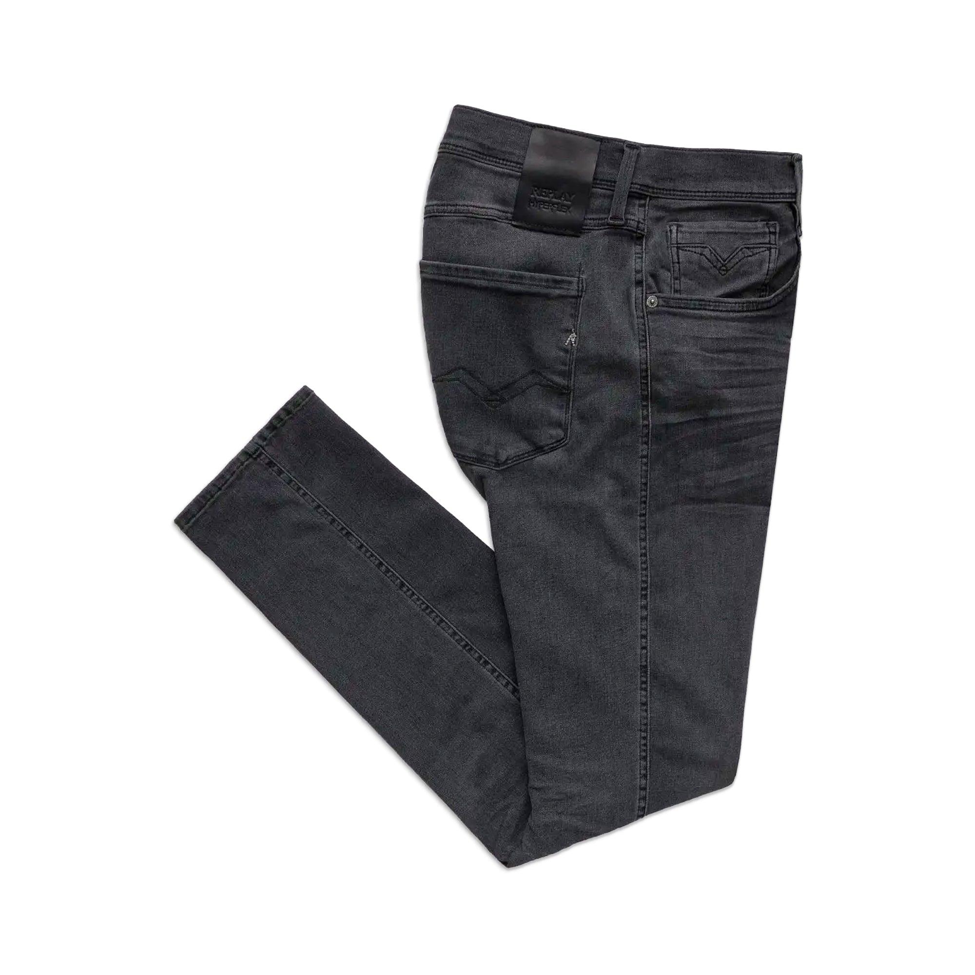 Replay Hyperflex Re-Used Anbass Slim Tapered Jeans - Original Dark Grey