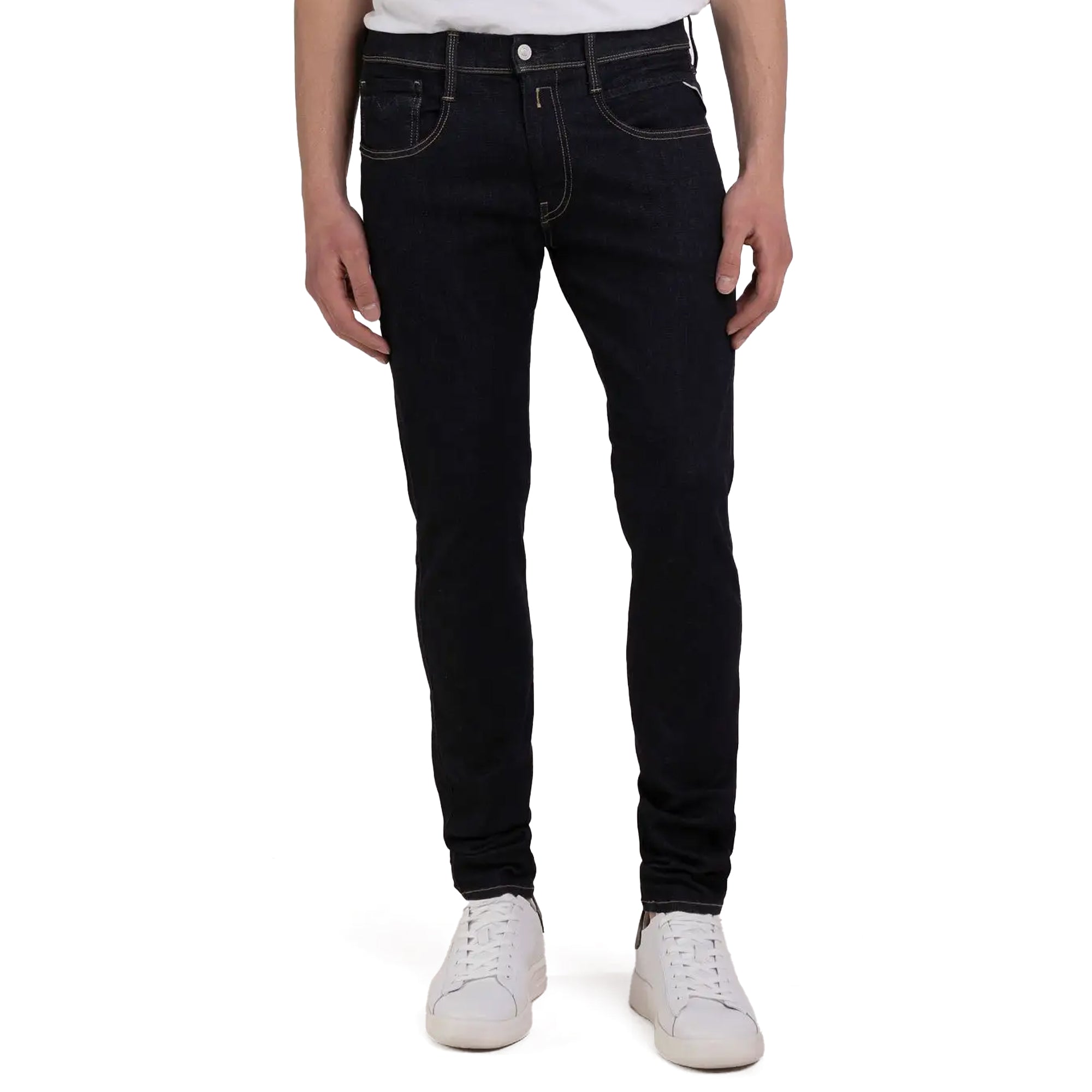 Replay Hyperflex Re-Used Anbass Slim Tapered Jeans - Raw Rinse Forever Dark