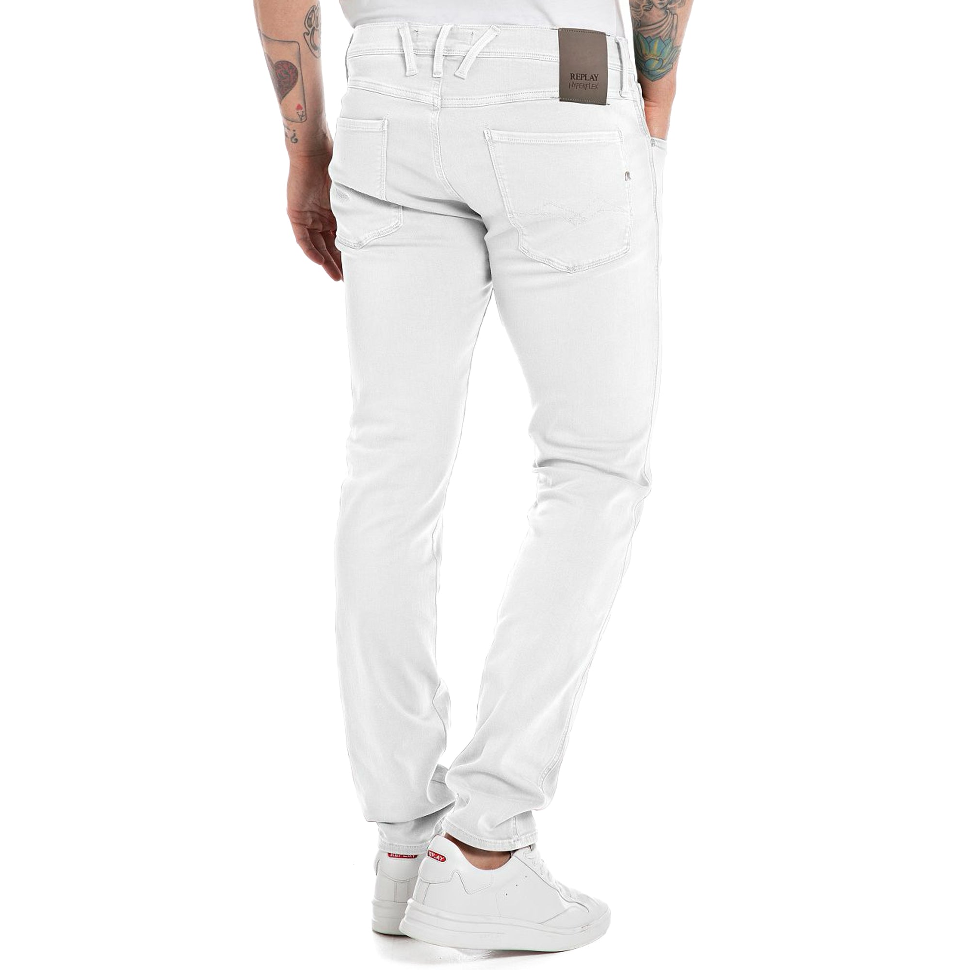 Replay Hyperflex X-Lite Anbass Colour Edition Slim Tapered Jeans - Off White