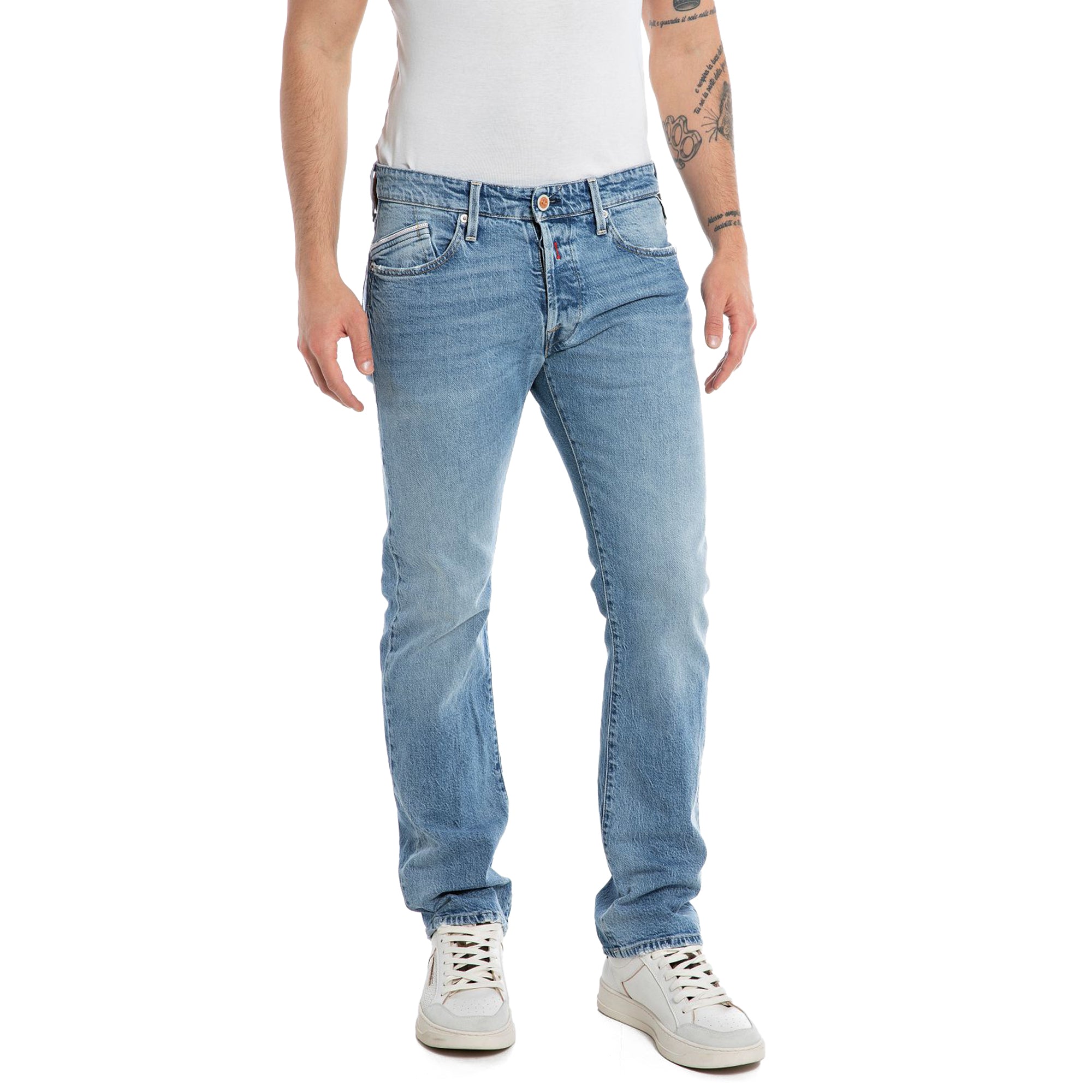 Replay Waitom Regular Fit Jeans - Stonewash Light Blue