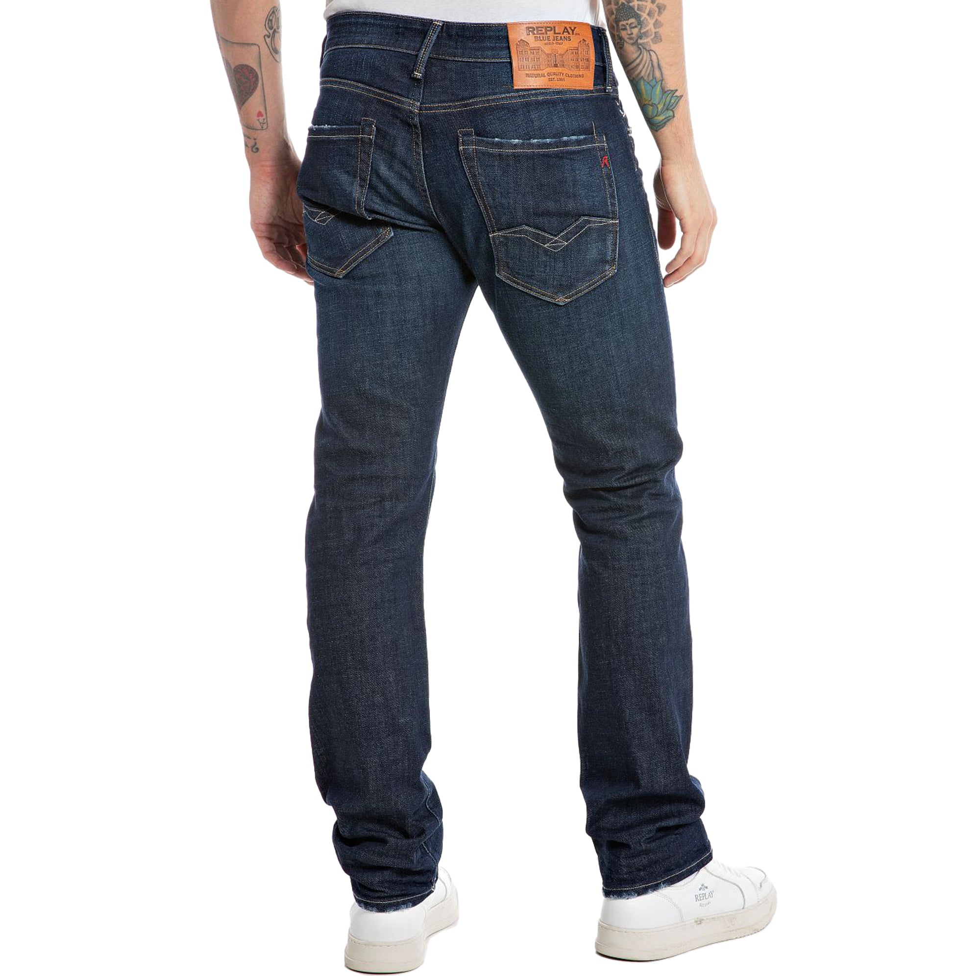 Replay Waitom Regular Fit Jeans - Washed Dark Blue