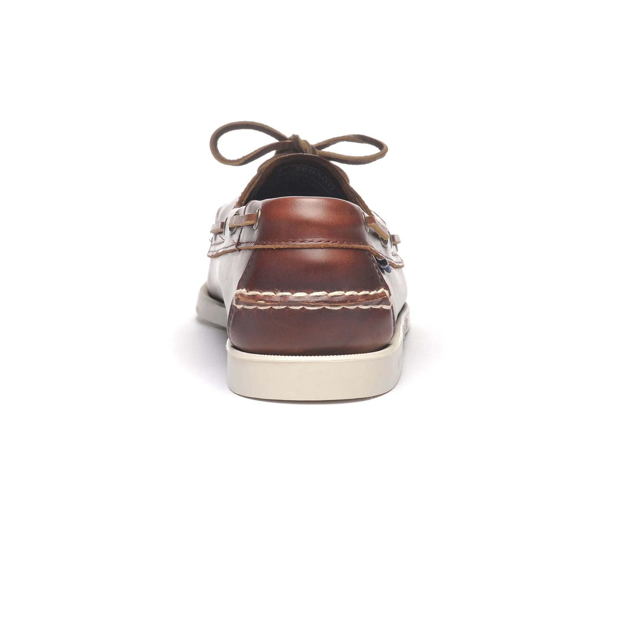 Sebago Docksides Portland Waxed Leather Boat Shoes - Brown / White