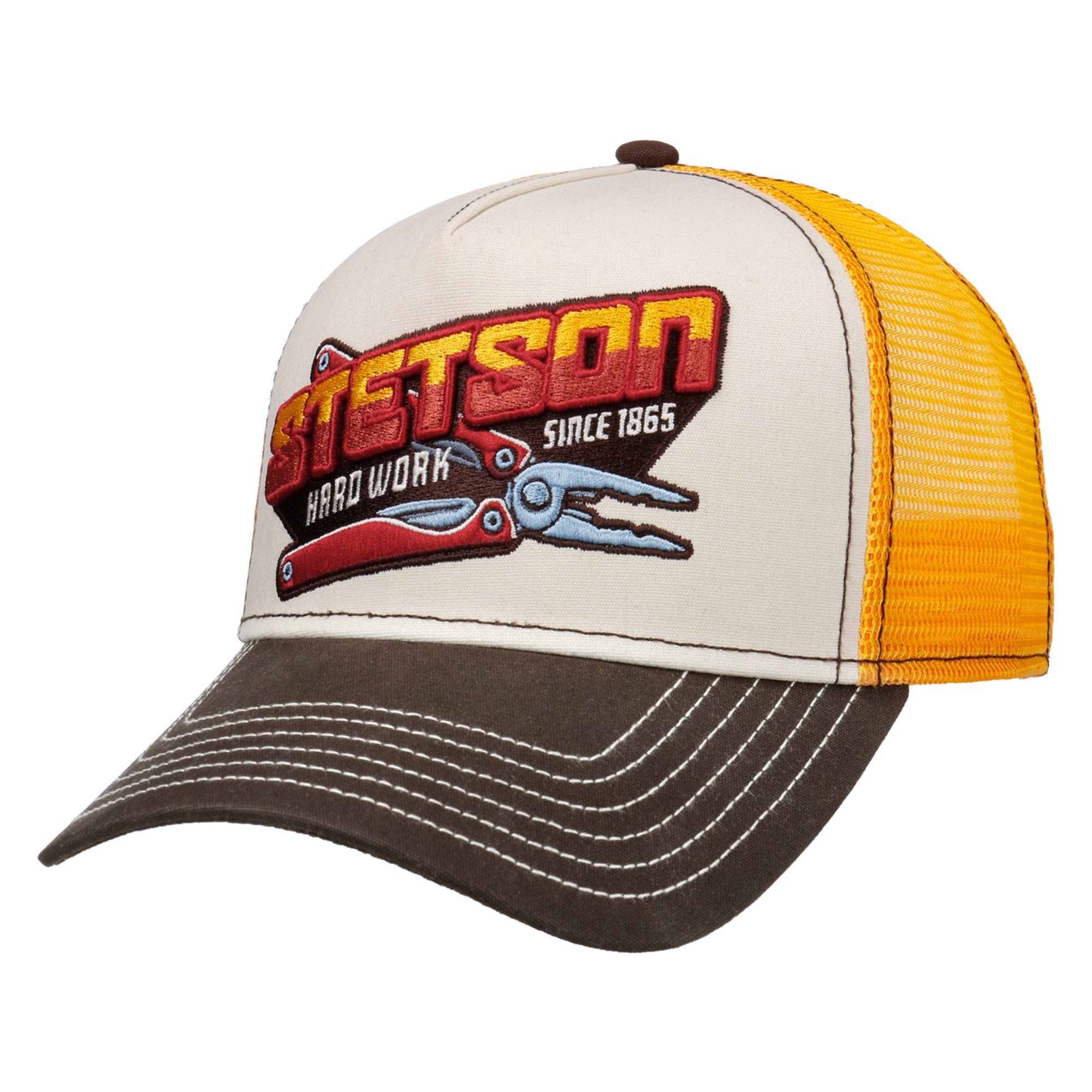 Stetson Hard Work Trucker Cap - Brown/Yellow