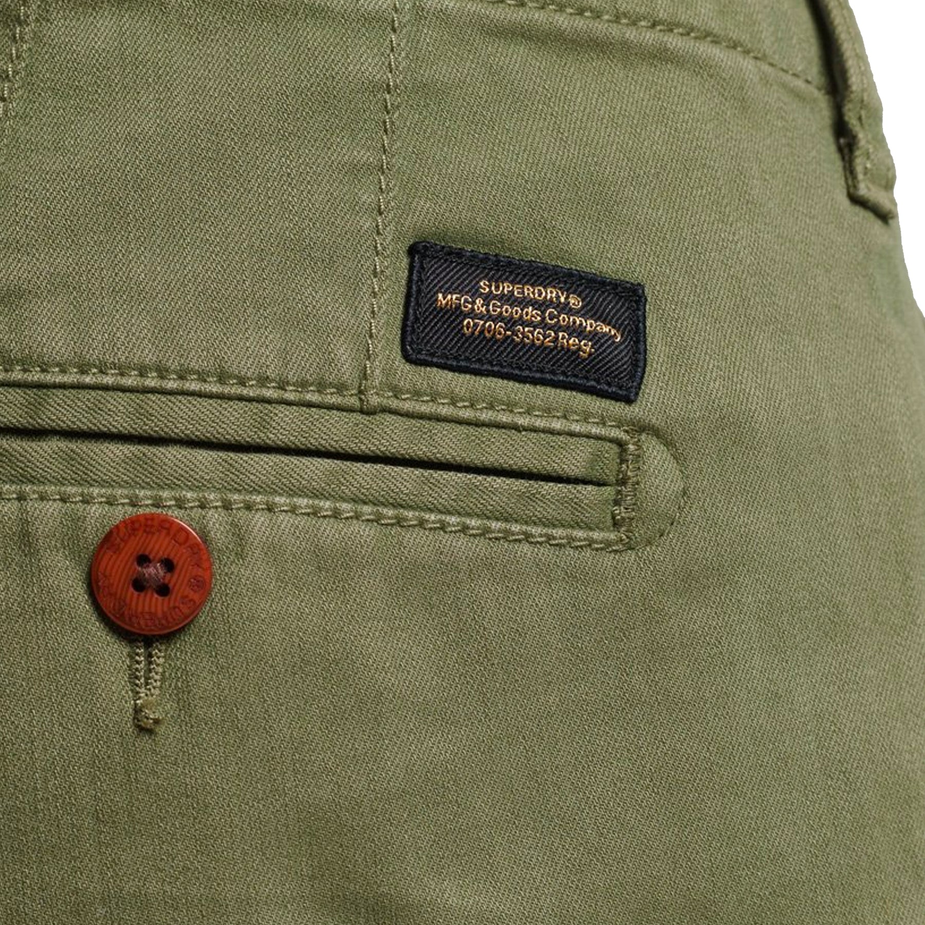 Superdry Vintage Officer Chino Shorts - Olive Khaki
