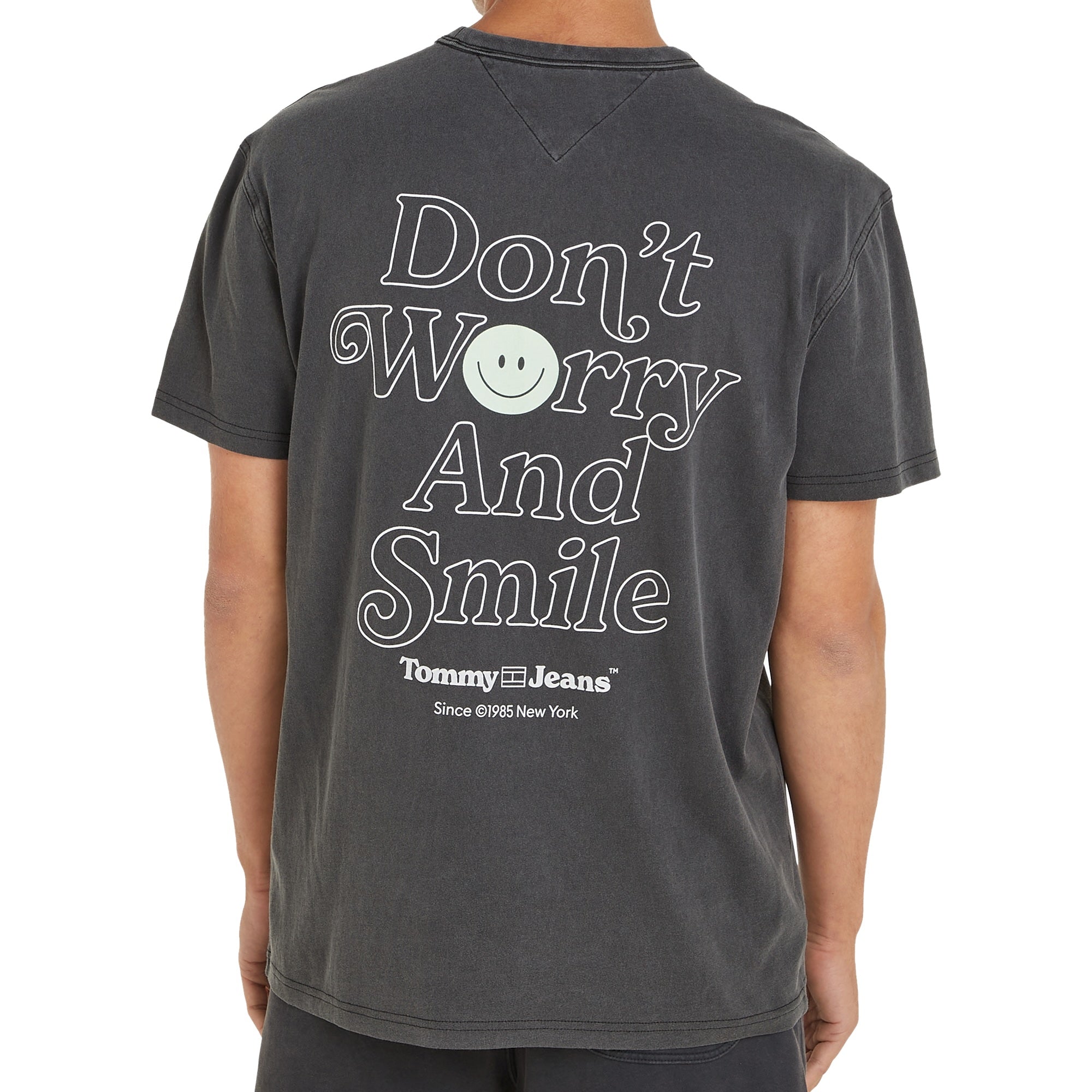Tommy Jeans Don't Worry And Smile Graphic T-Shirt - Washed Black