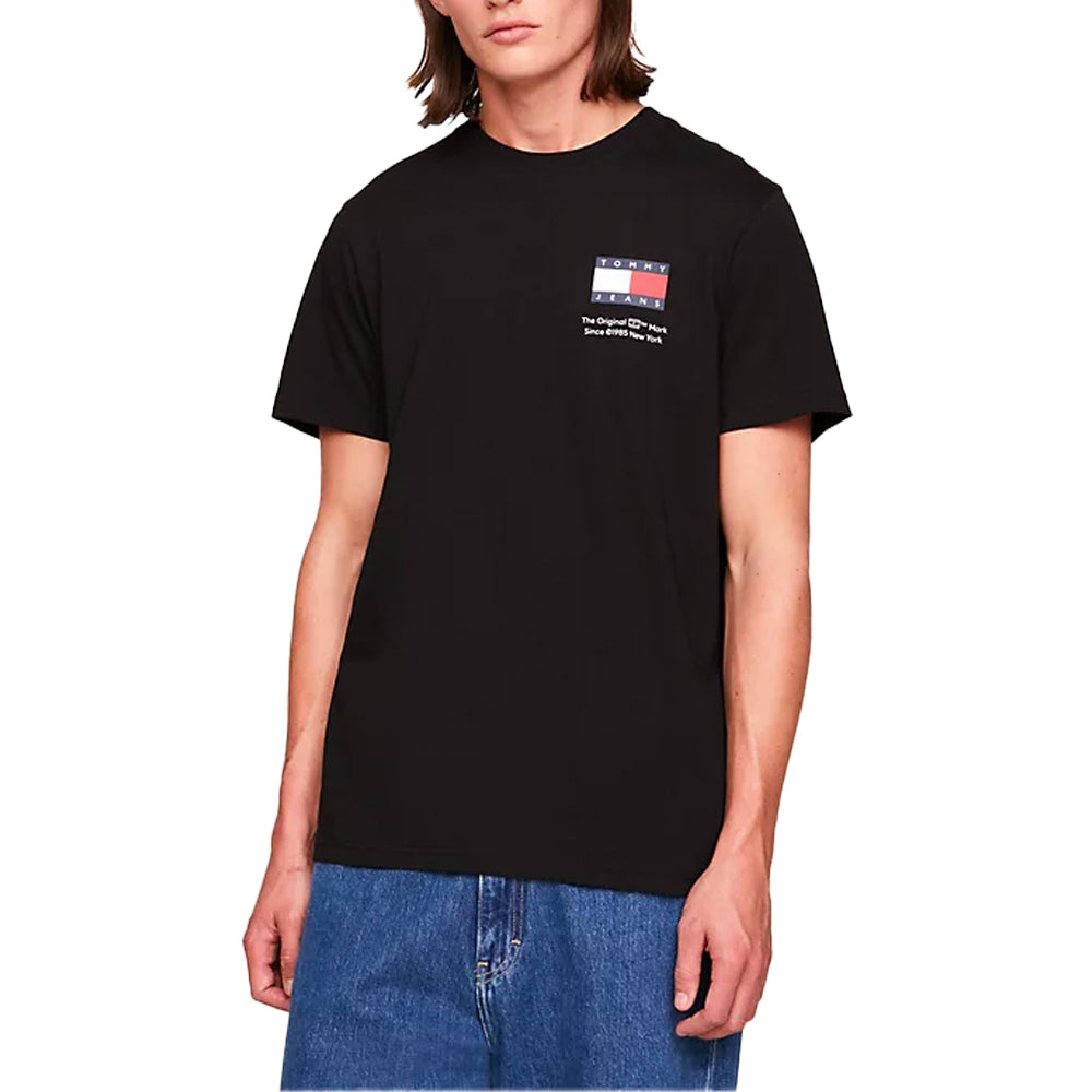Tommy Jeans Slim Essential Flag T-Shirt - Black