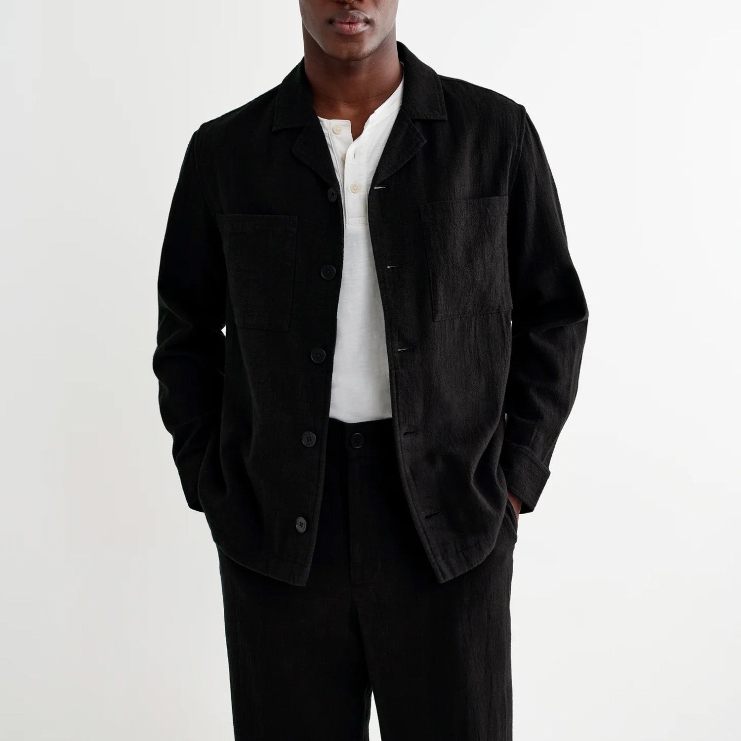 Wax London Aldred Linen Cotton Revere Overshirt