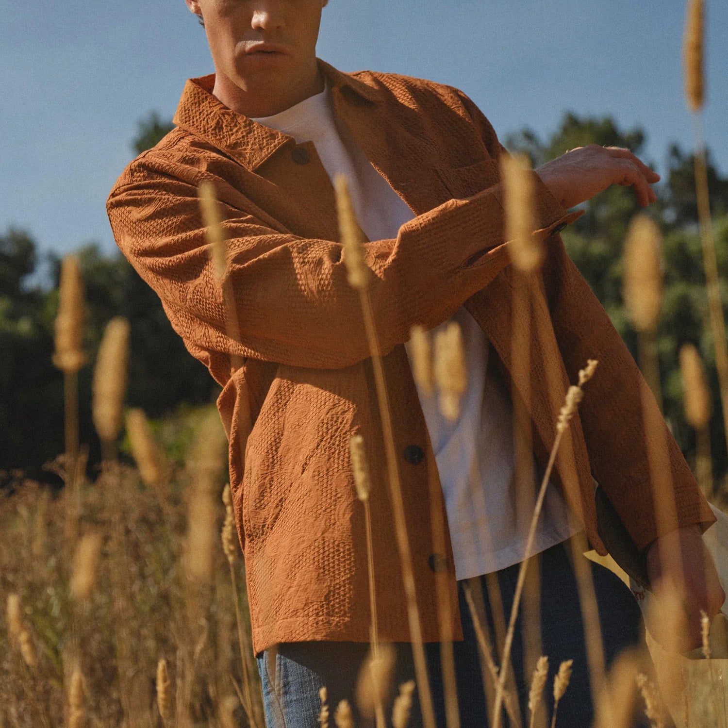 Wax London Rockley Honeycomb Jacquard Overshirt