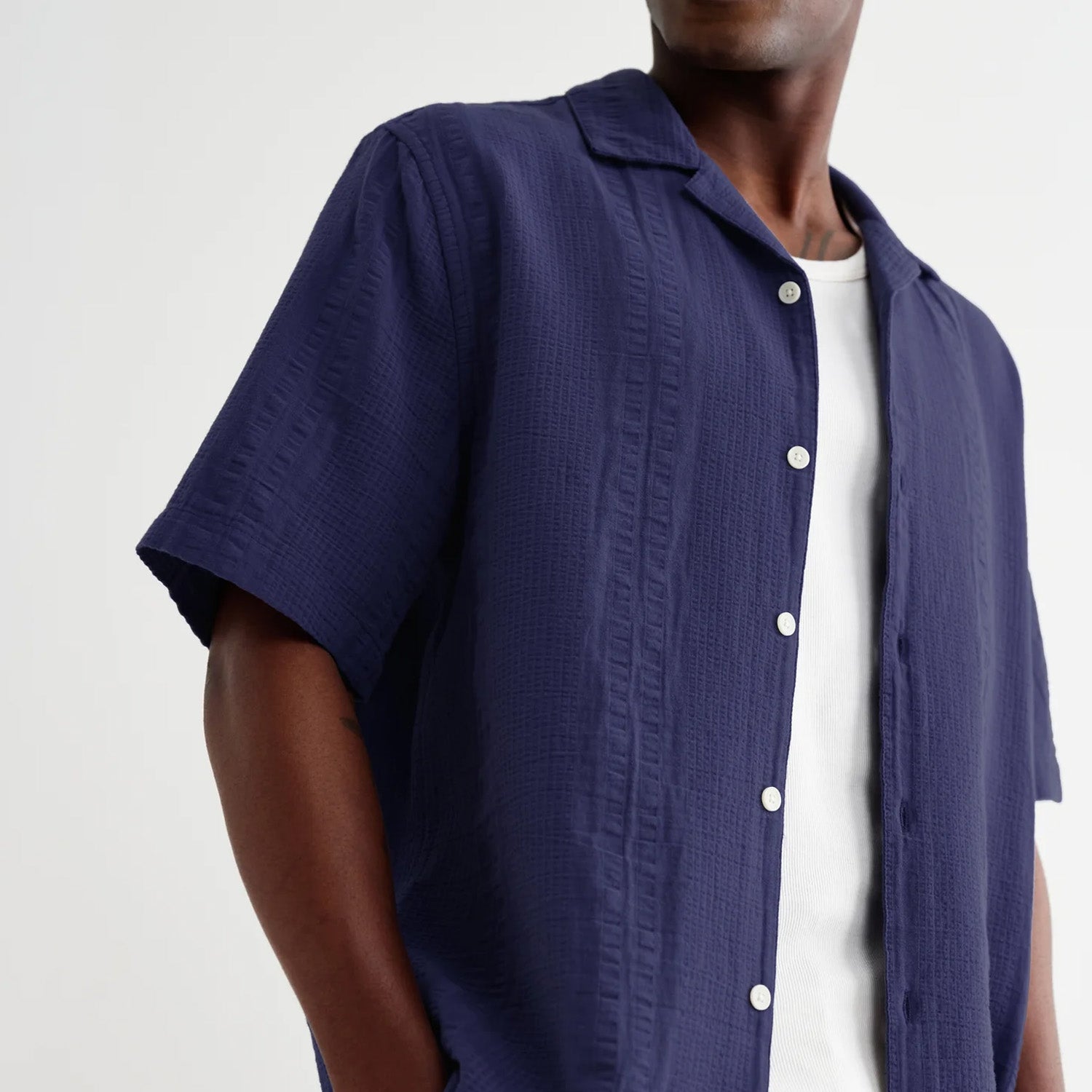 Wax London Didcot Double Weave Seersucker Short Sleeve Shirt