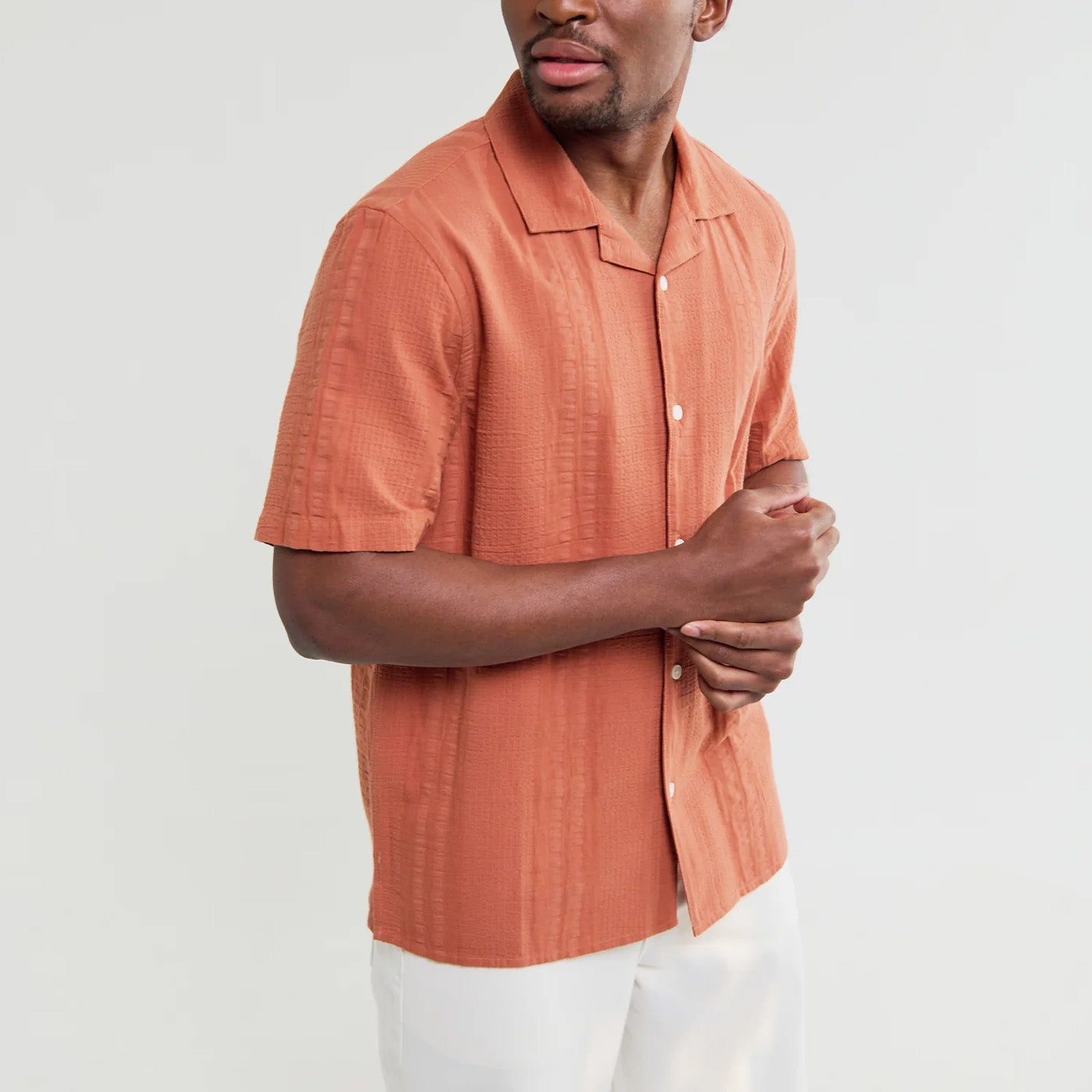 Wax London Didcot Double Weave Seersucker Short Sleeve Shirt