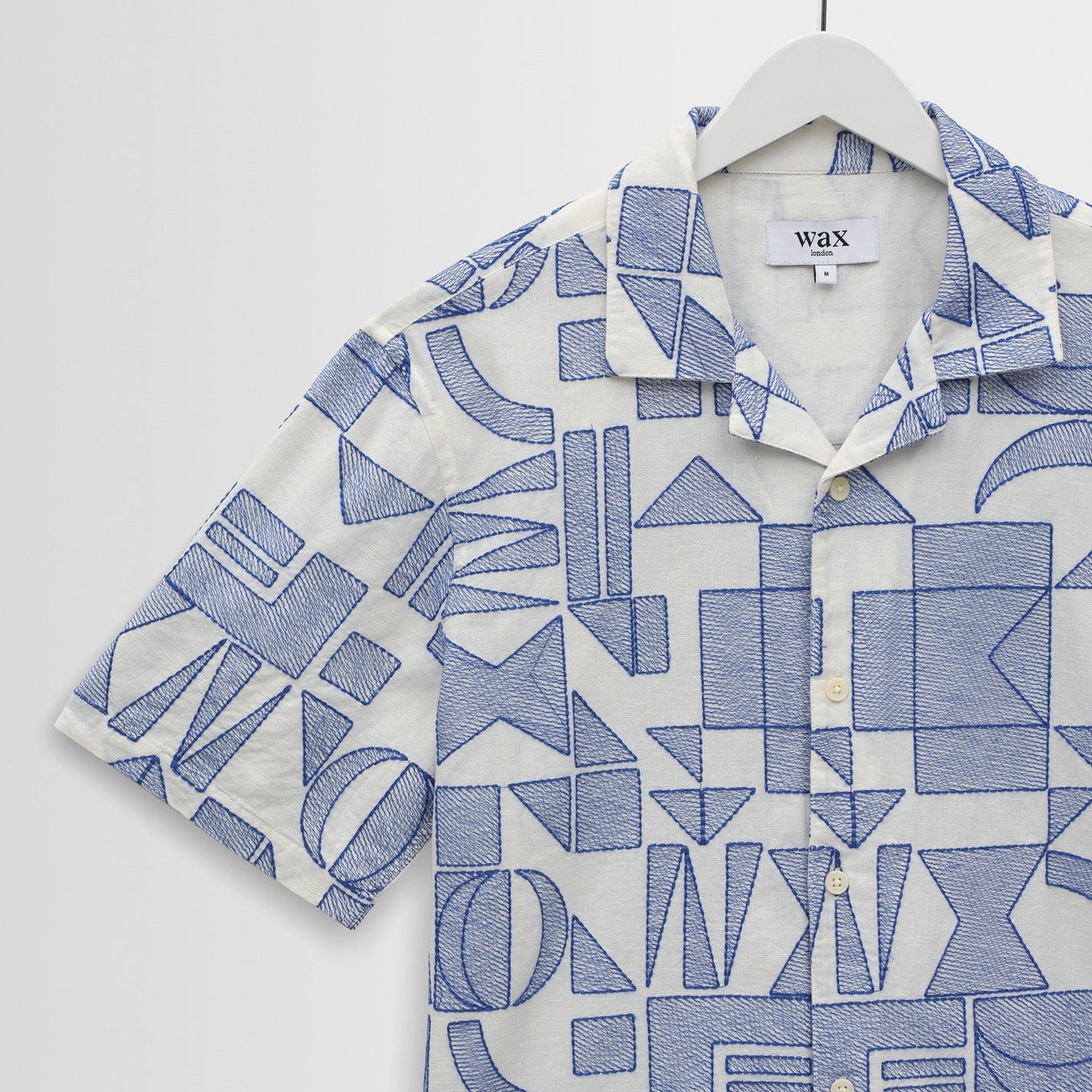 Wax London Didcot Geometric Embroidered Short Sleeve Shirt