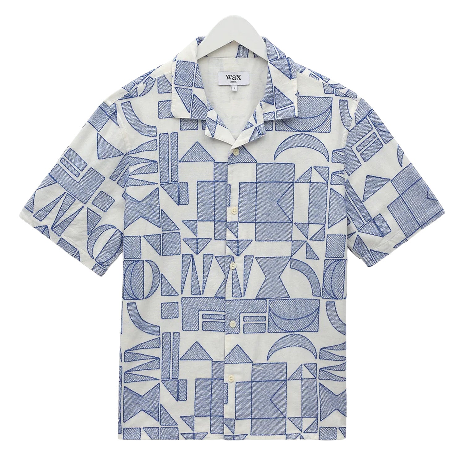 Wax London Didcot Geometric Embroidered Short Sleeve Shirt