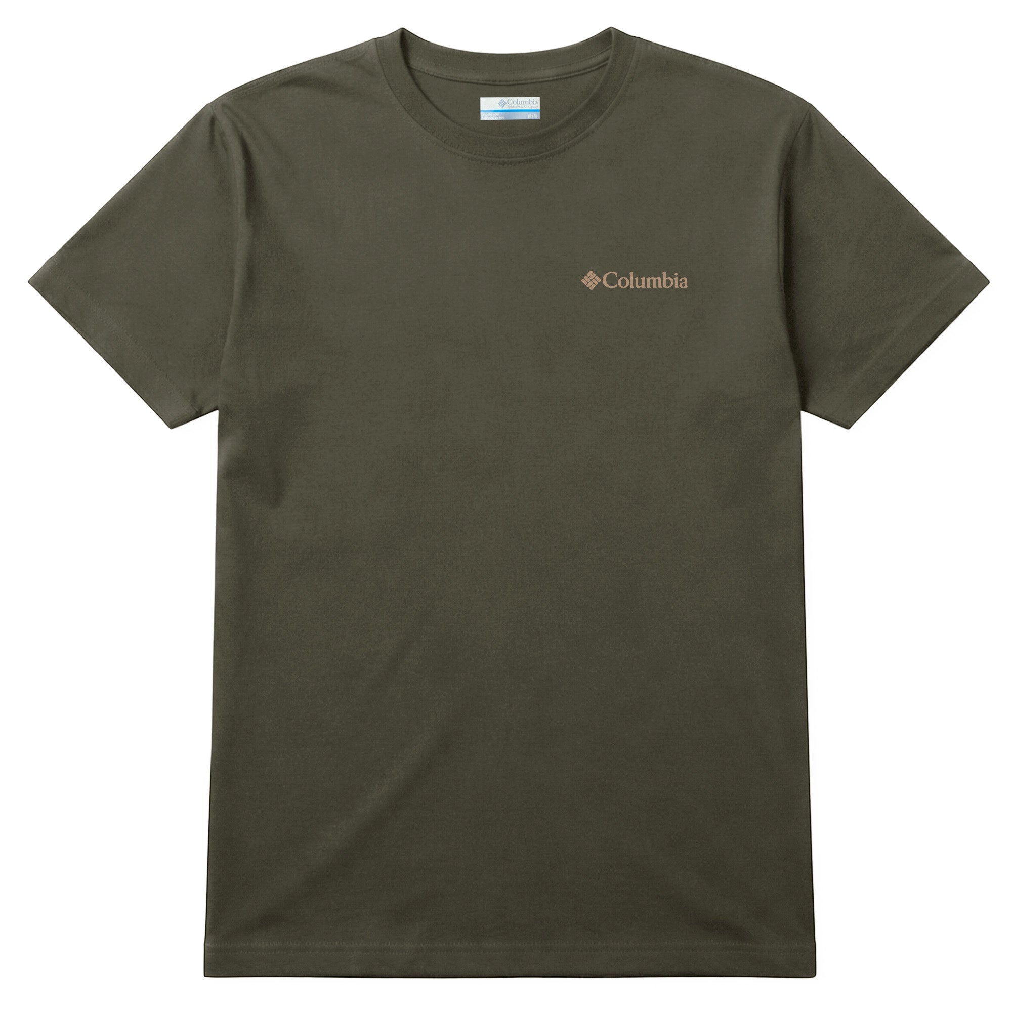 Green t-shirt with Columbia logo on a white background