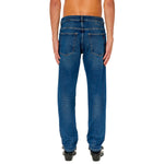 Rear view of Diesel D-Fining 0GYCS Tapered Fit Jeans in Medium Blue
