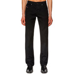 Front view of Diesel D-Finitive 69YP Tapered Fit Jeans in Black