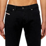 Close-up of waist on Diesel Larkee 0688H Straight Fit Jean in Black