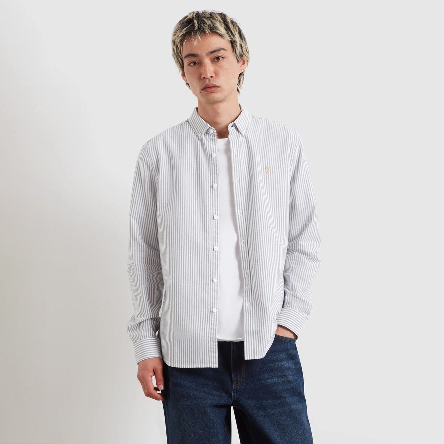 Farah Brewer Striped Oxford Shirt