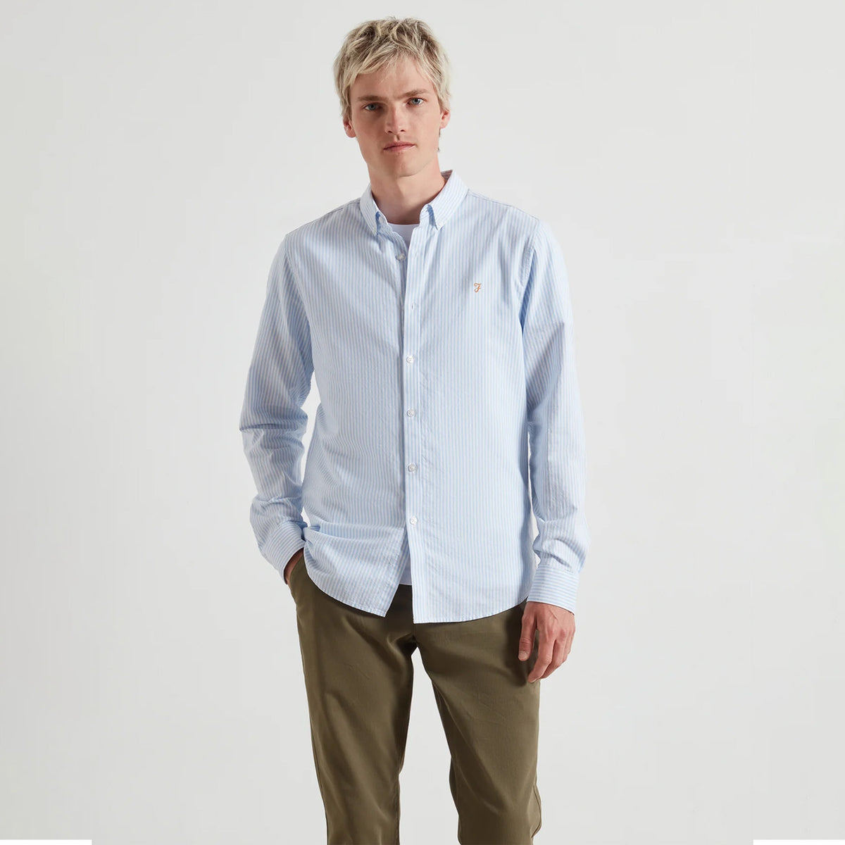 Farah Brewer Striped Oxford Shirt