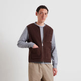 Farah Myles Wool Blend Collarless Zip Gilet