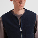 Farah Myles Wool Blend Collarless Zip Gilet