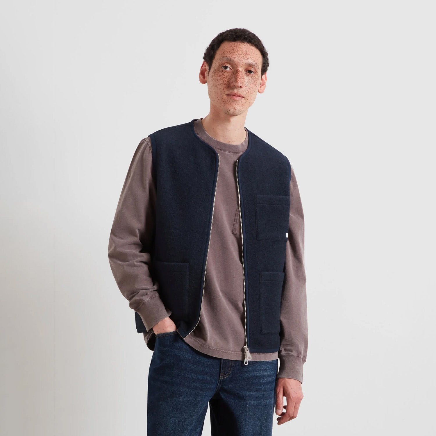 Farah Myles Crew Neck Zip Gilet