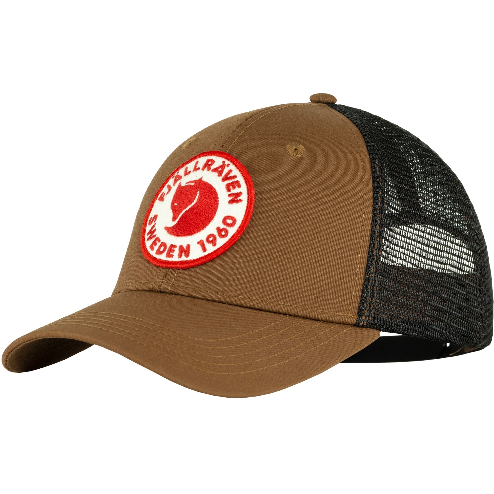 Front view of 1960 Logo Langtradarkeps cap for Men in Timber Brown
