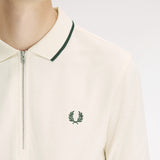 Fred Perry Crepe Pique Zip Neck Polo Shirt