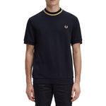 Front model shot of Fred Perry Crew Neck Pique T-Shirt for Men in Black