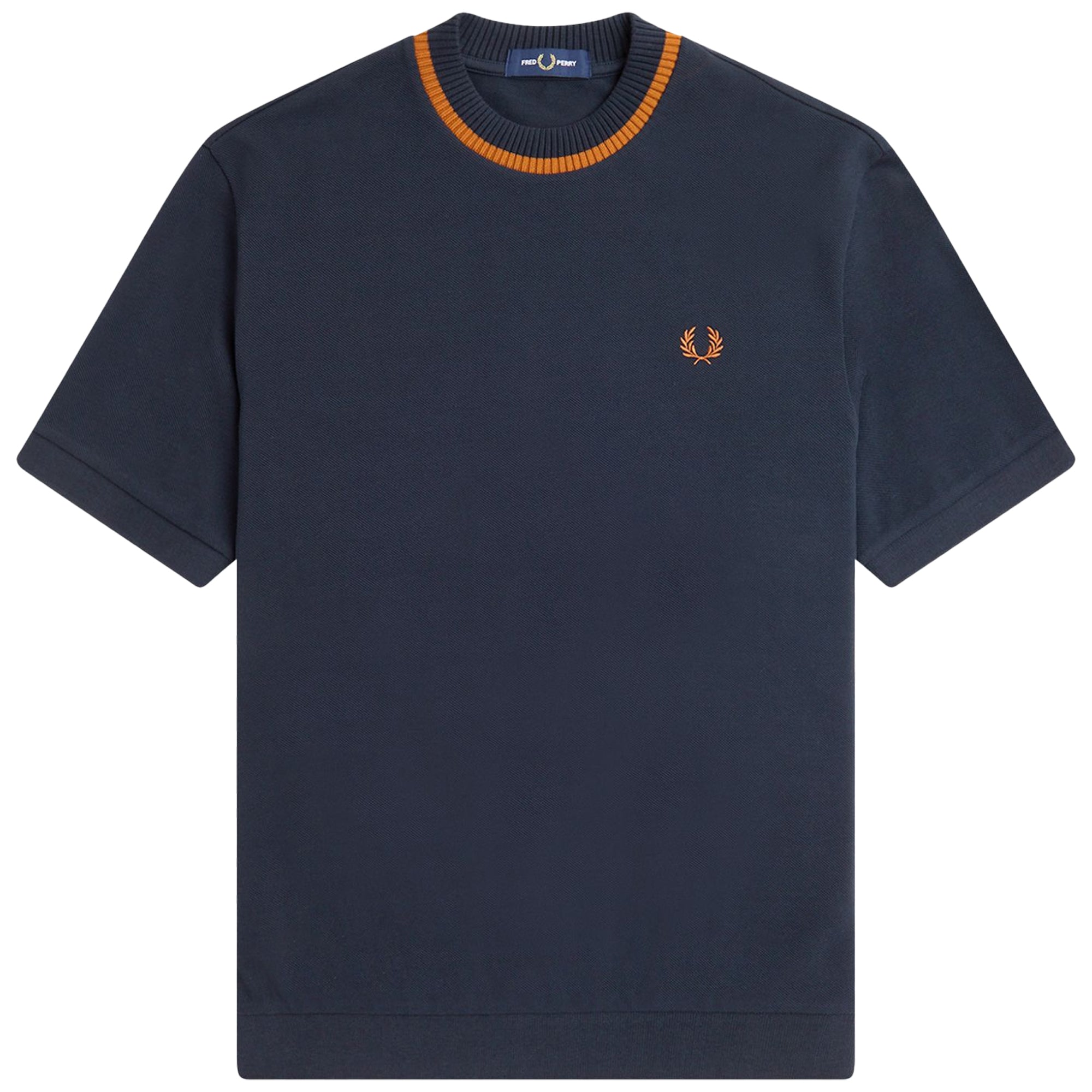 Front view of Fred Perry Crew Neck Pique T-Shirt for Men in Black