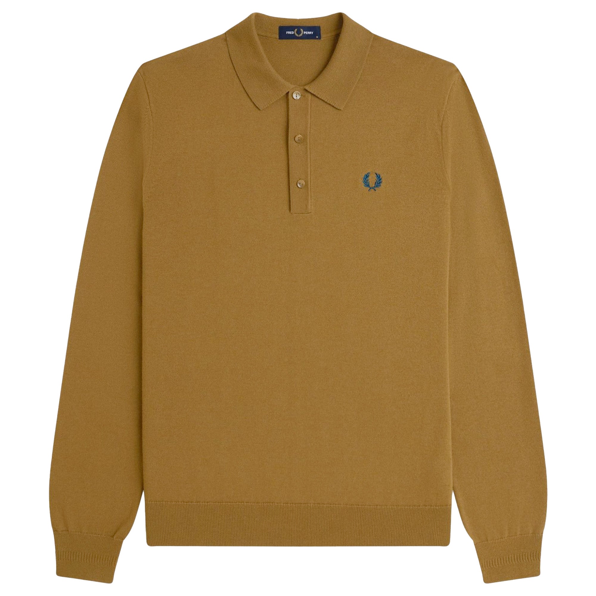 Fred Perry Knitted Merino Long Sleeve Polo Shirt