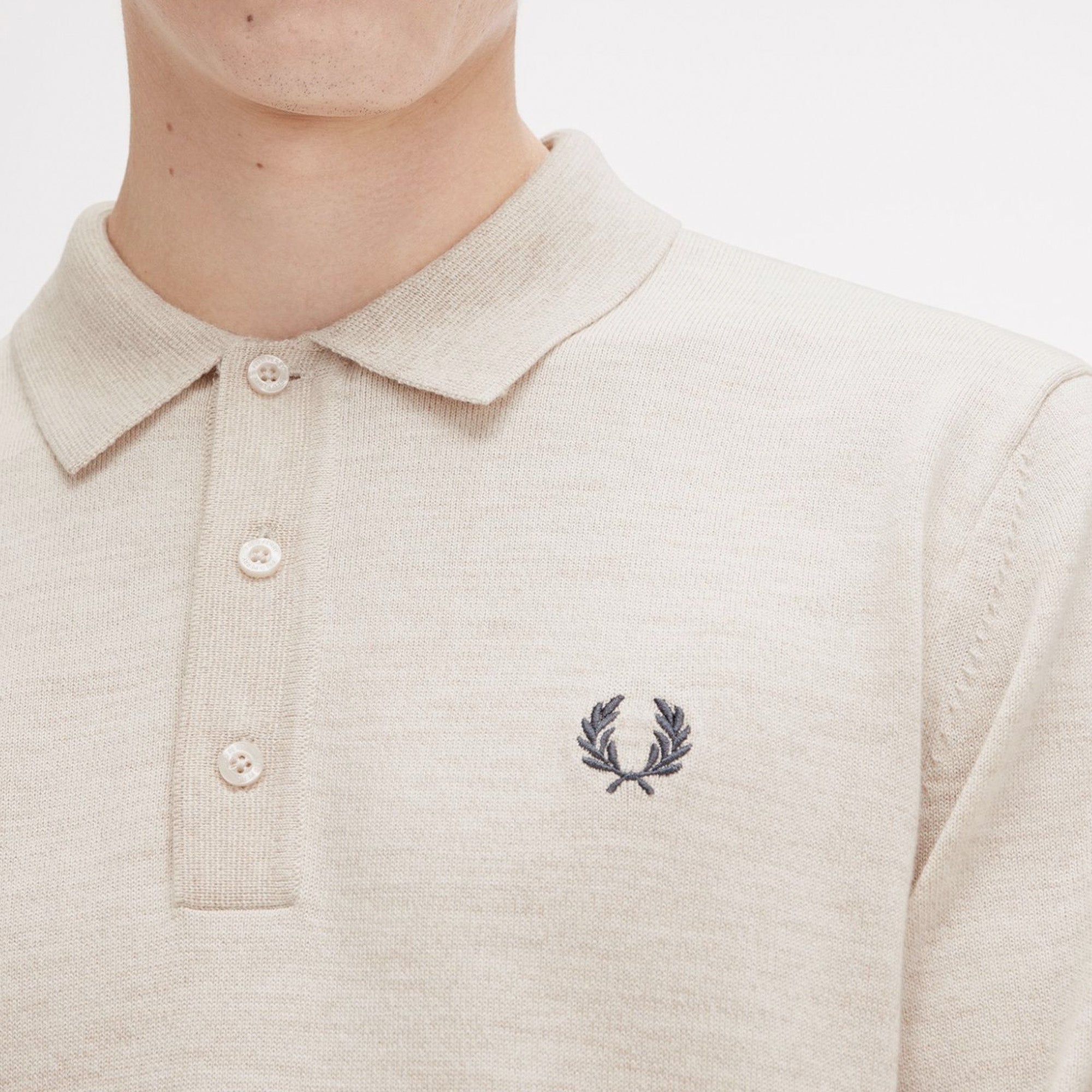 Fred Perry Knitted Merino Long Sleeve Polo Shirt