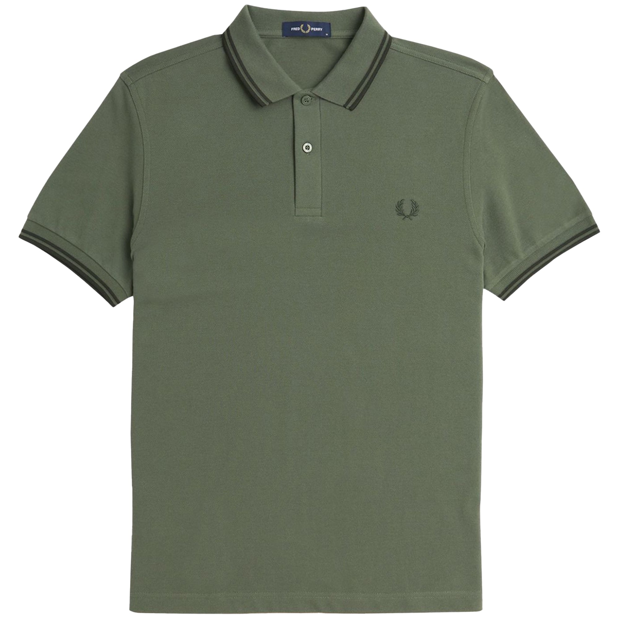 Front view of Fred Perry The Fred Perry Shirt for Men in Laurel Wreath Green/Night Green