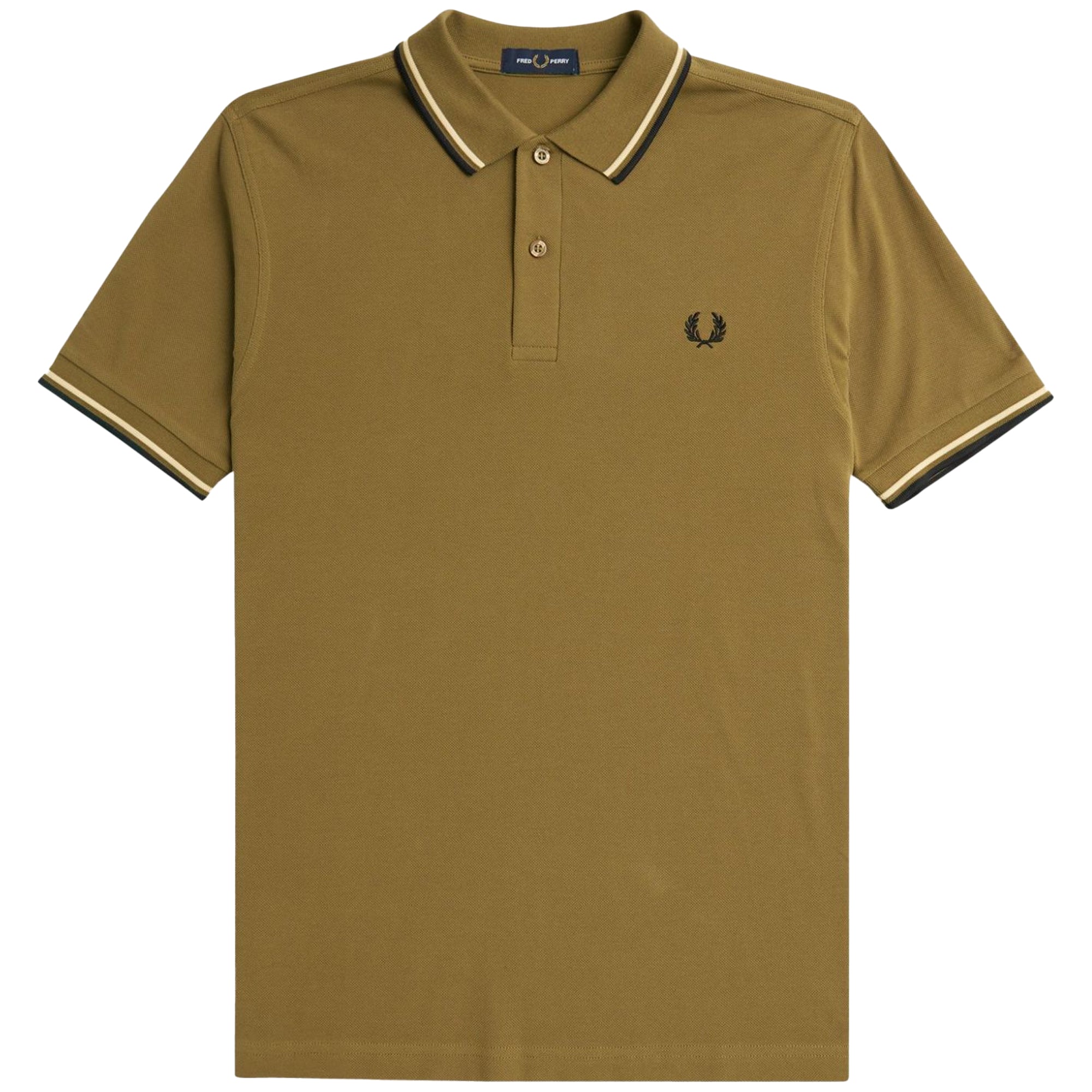 Front view of Fred Perry The Fred Perry Shirt for Men in Laurel Wreath Green/Night Green