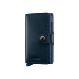 Navy blue wallet with brand logo on a white background