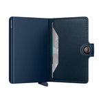 Blue leather wallet with card holder on a white background