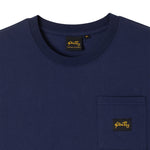 Close-up of collar on Stan Ray Patch Pocket T-Shirt for Men in Navy