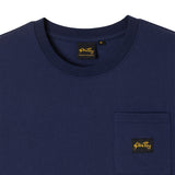 Close-up of collar on Stan Ray Patch Pocket T-Shirt for Men in Navy