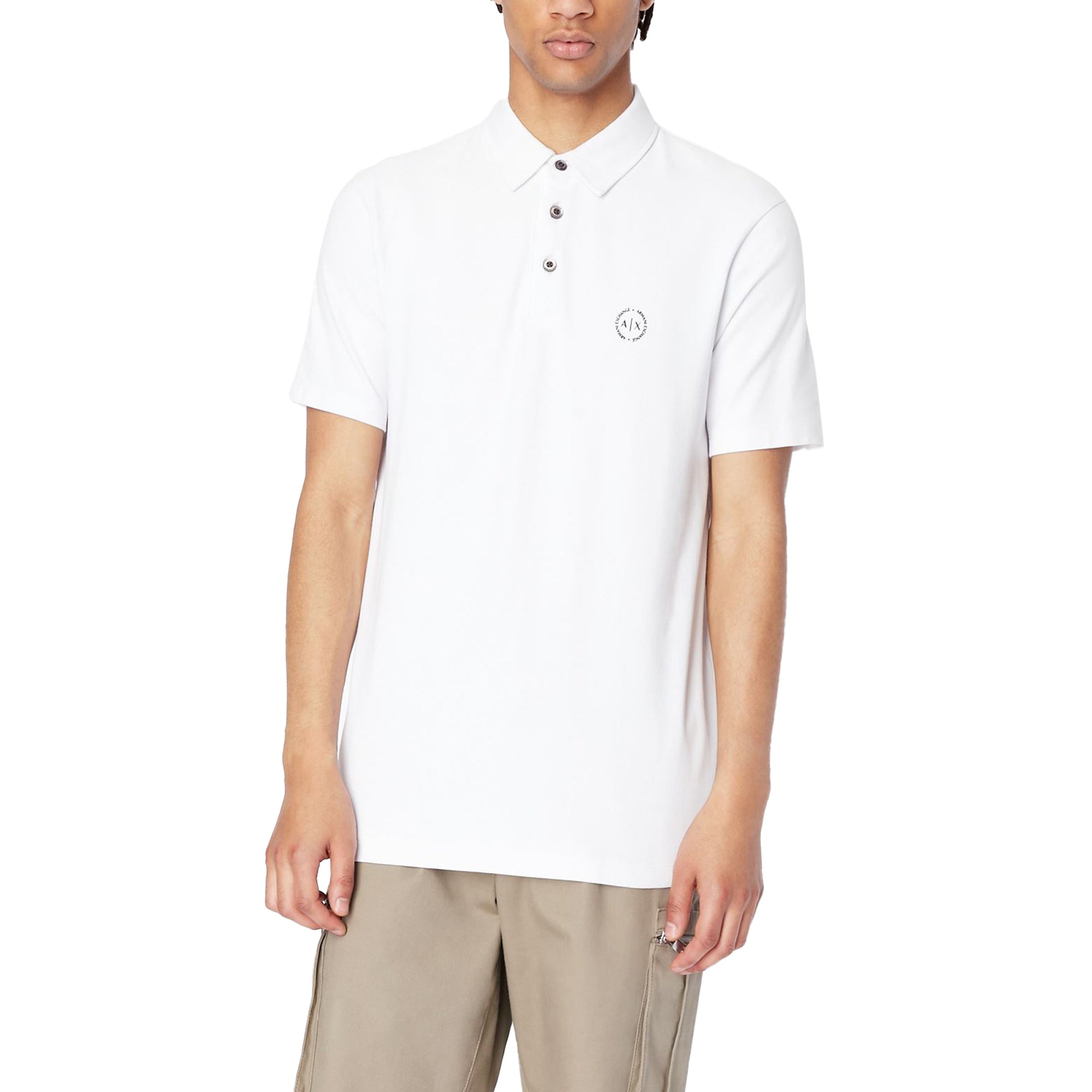 Armani Exchange Small Chest Logo Stretch Polo - White