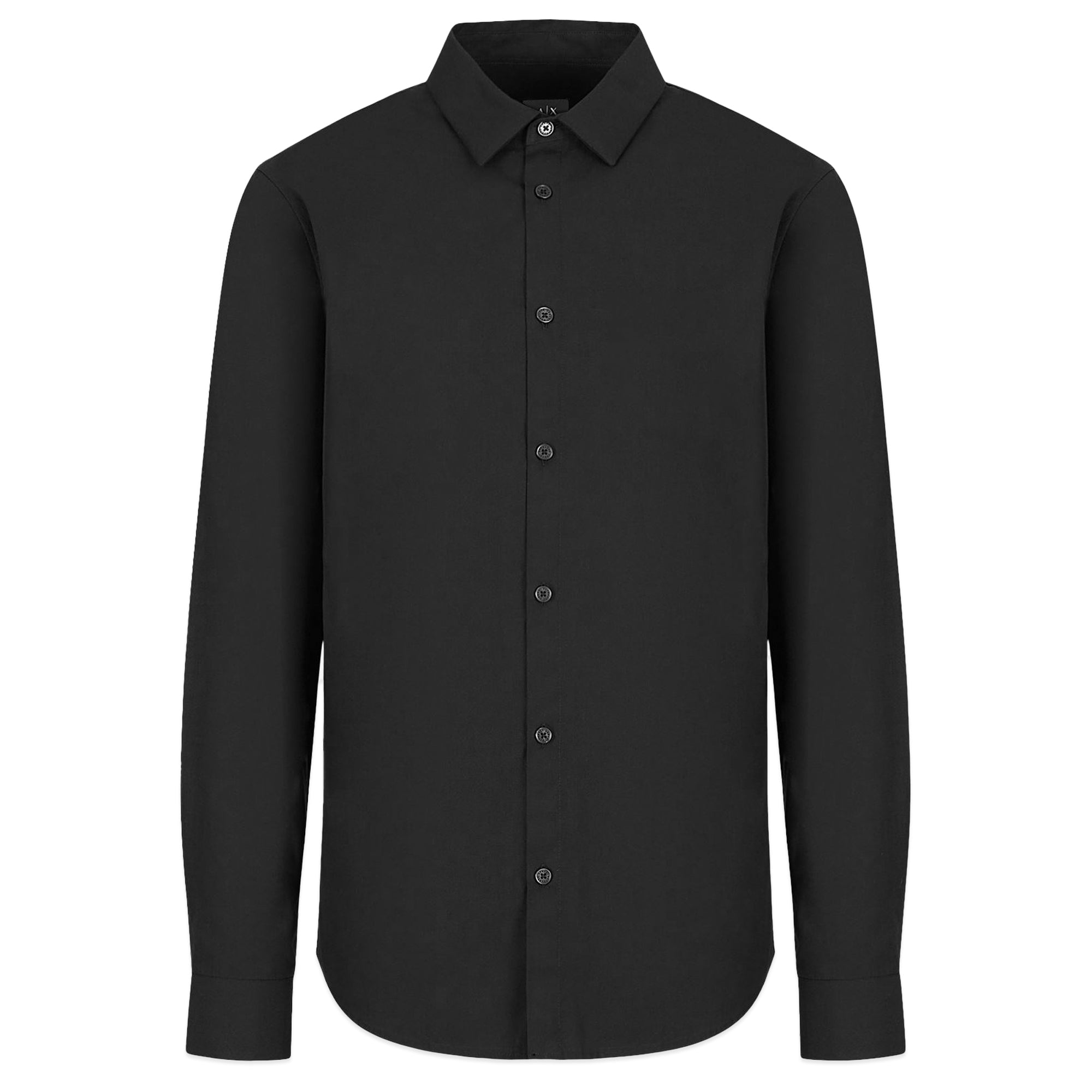 Armani Exchange Cotton Stretch Long Sleeve Shirt - Black
