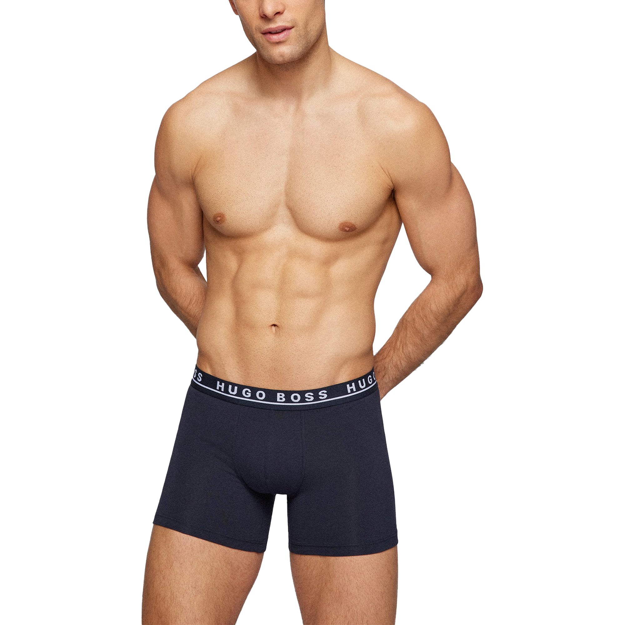 Boss 3 Pack Cotton Stretch Boxer Brief - Blue/Grey/Navy