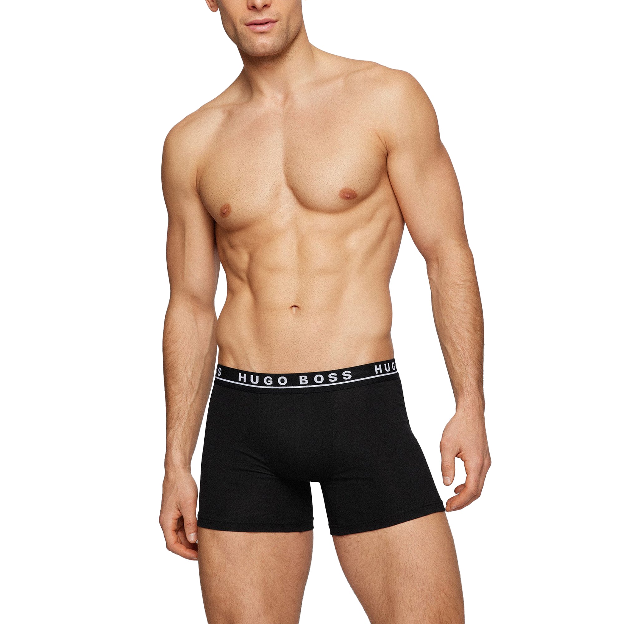 Boss 3 Pack Cotton Stretch Boxer Brief - Black