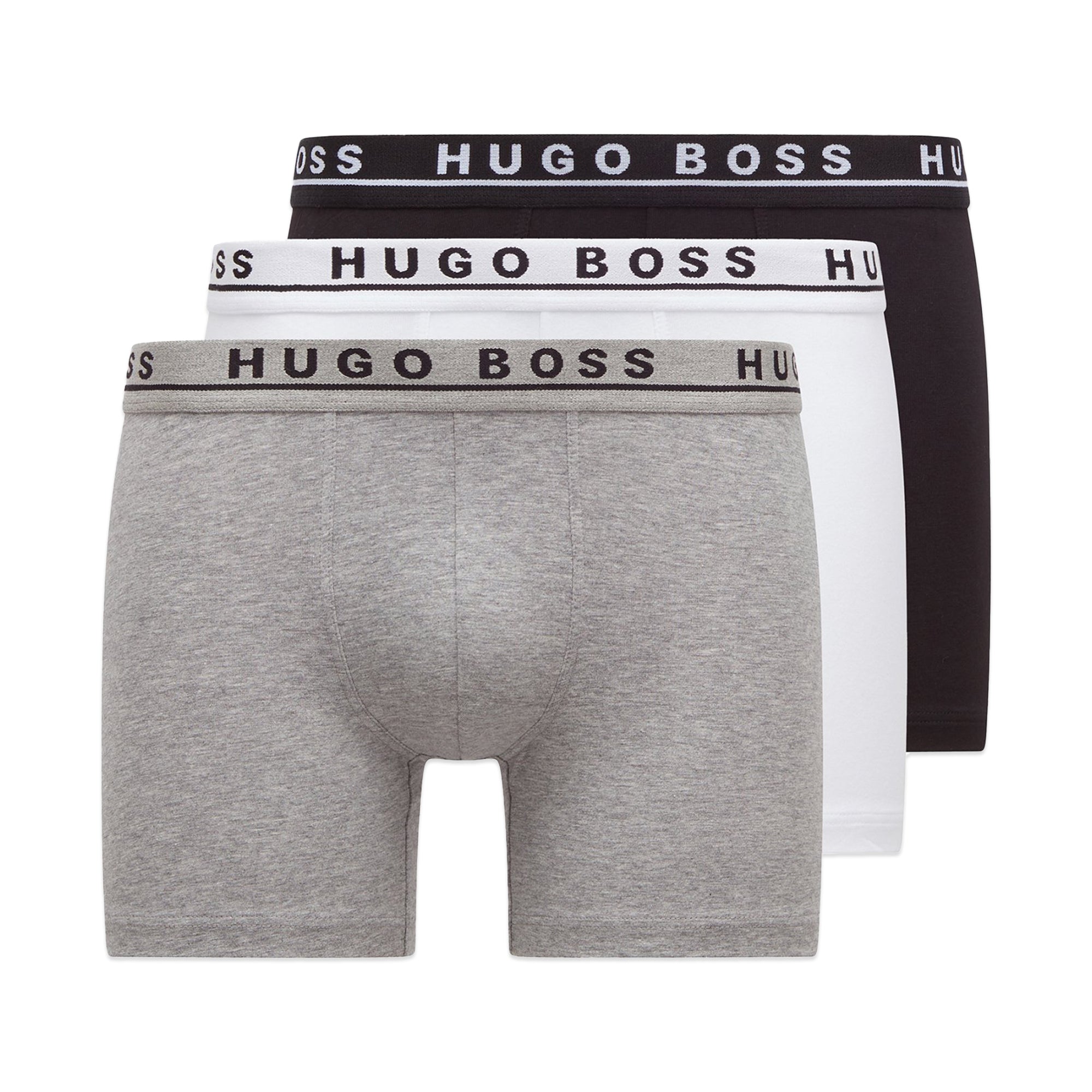 Boss 3 Pack Cotton Stretch Boxer Brief - Grey/White/Black