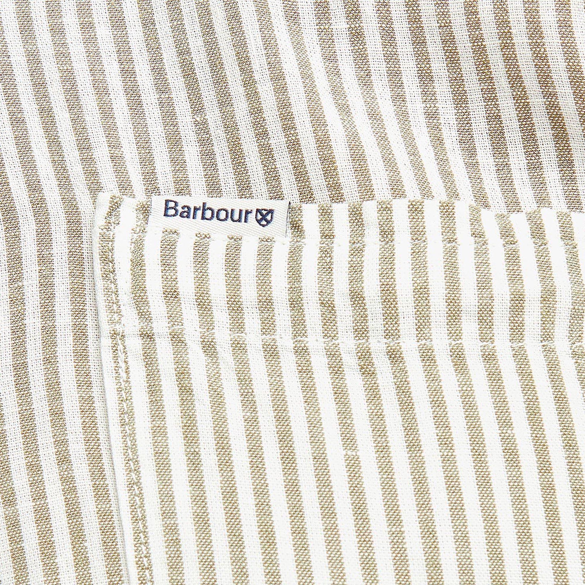 Barbour Deerpark Short Sleeve Linen Shirt - Olive Stripe