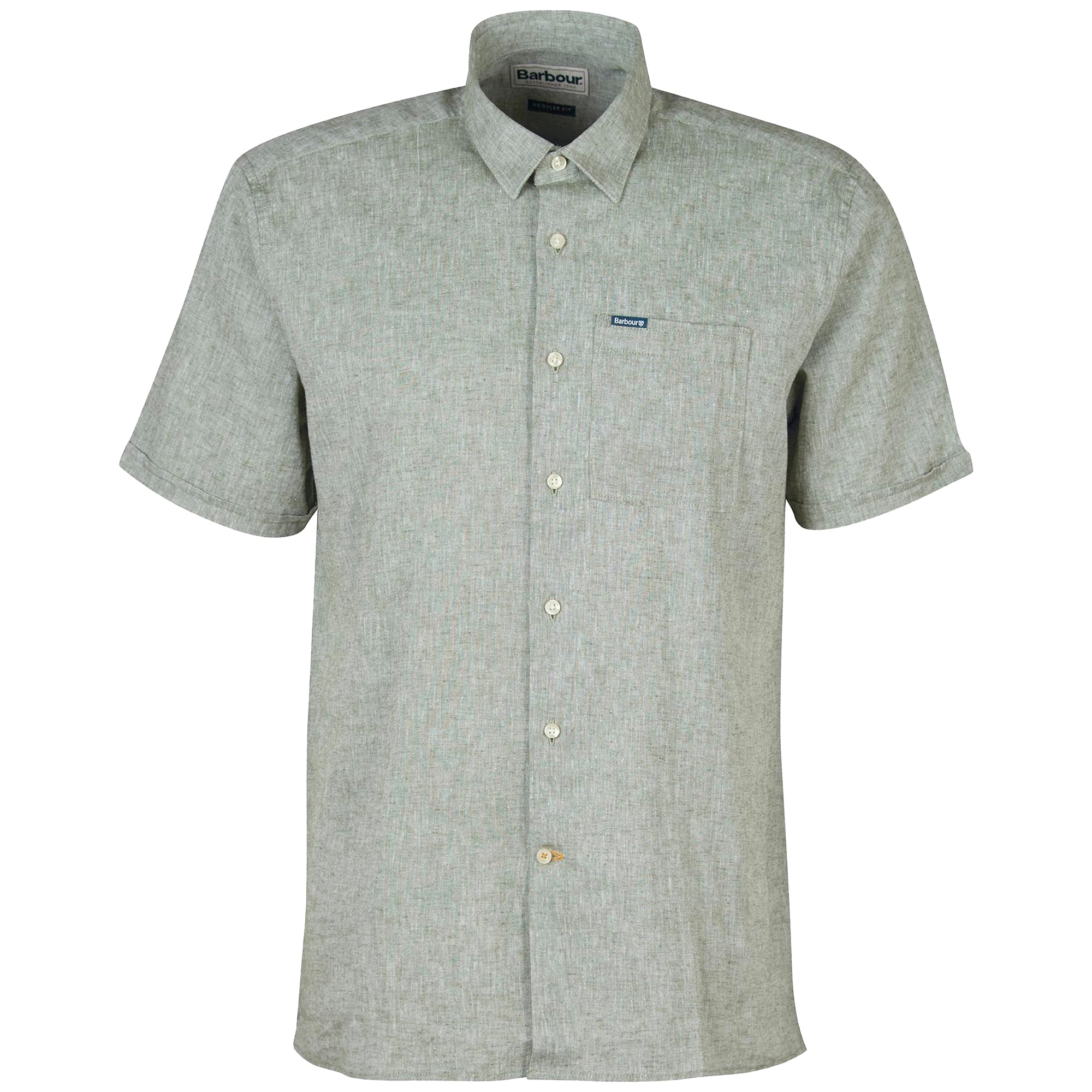 Barbour Nelson Short Sleeve Linen Shirt - Bleached Olive