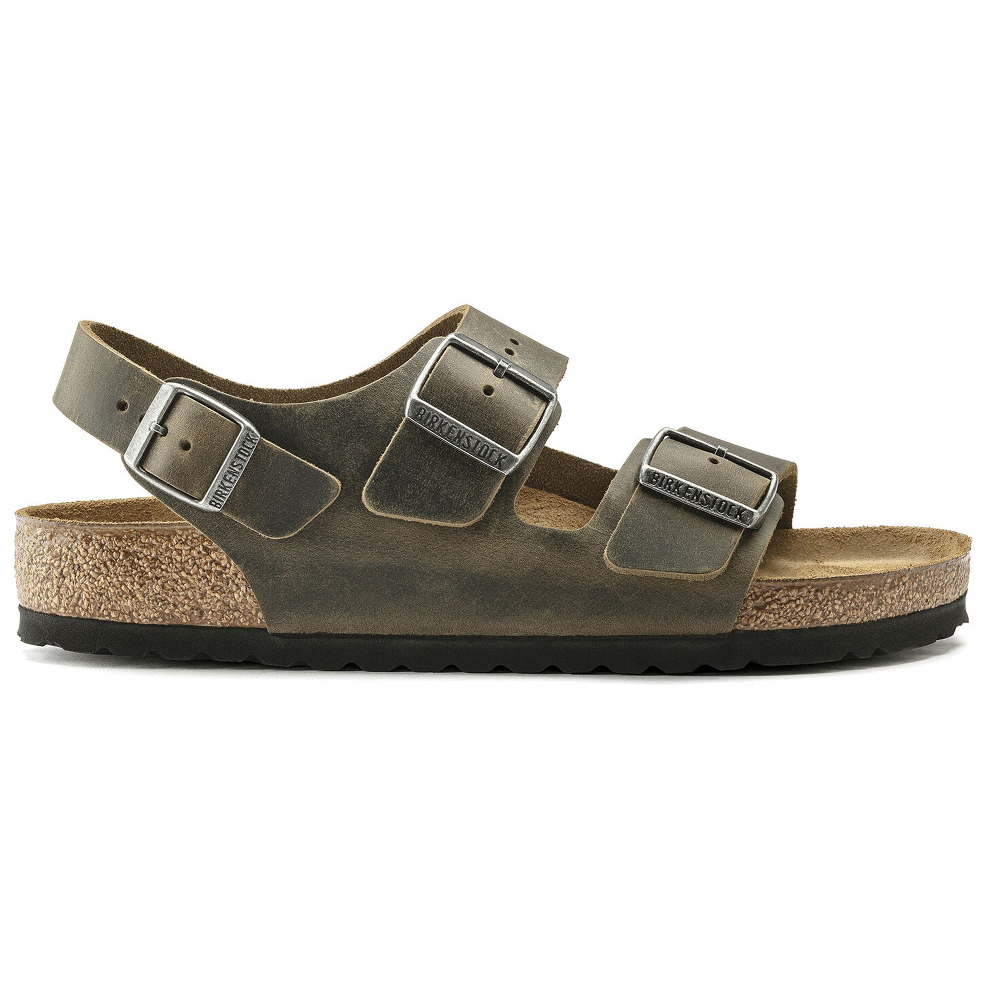 Birkenstock Milano FL Sandals - Faded Khaki Oiled Leather