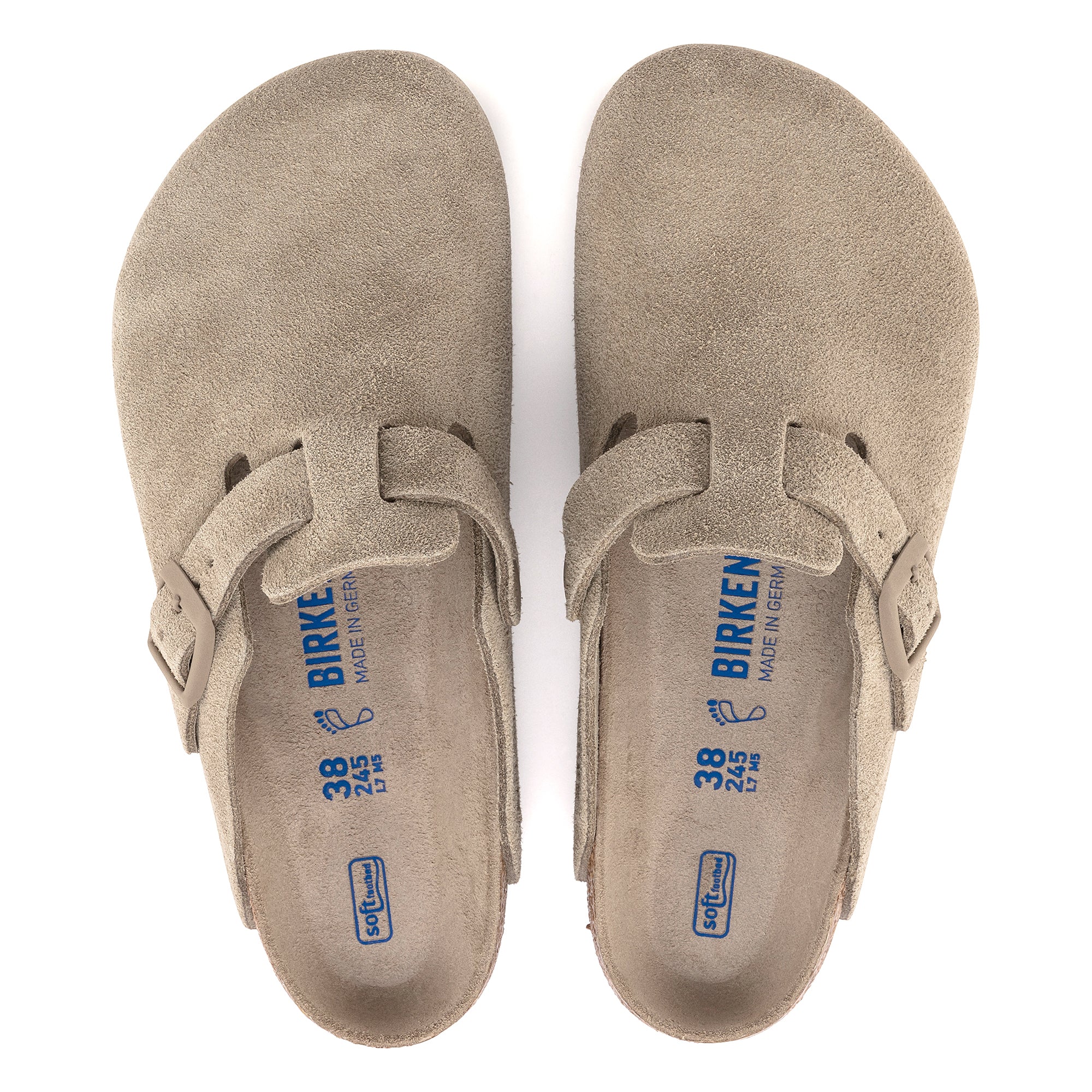 Birkenstock Boston SFB Sandals - Faded Khaki Suede