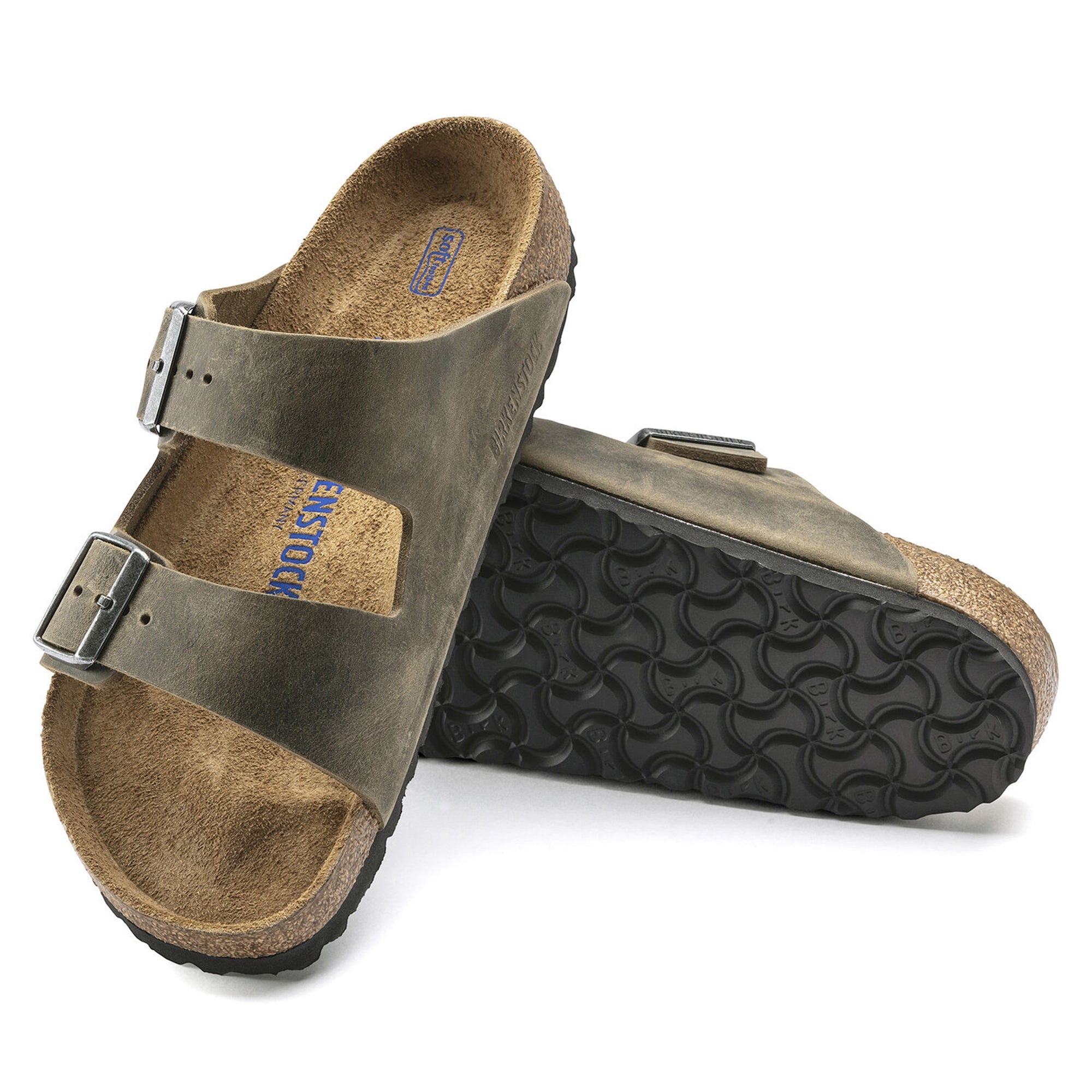 Birkenstock Arizona SFB Sandals - Faded Khaki Oiled Leather