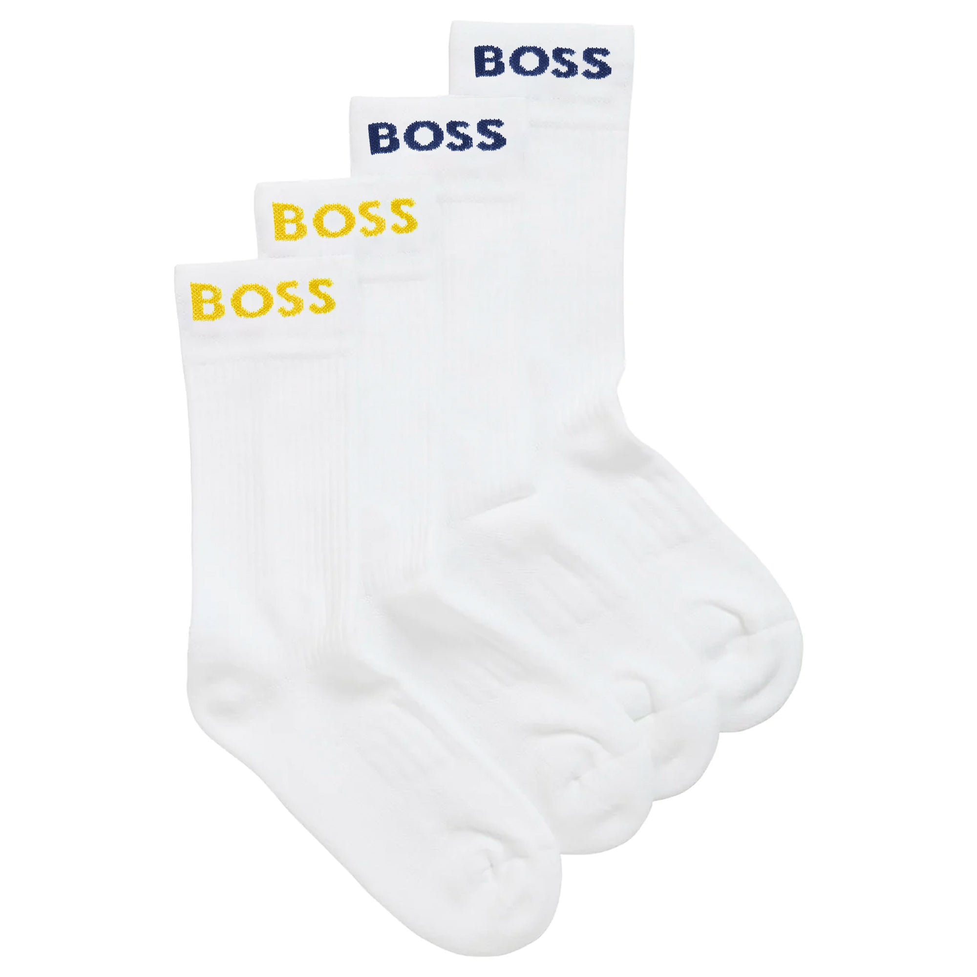 Boss 2 Pack RS Sport Socks - White/Yellow/Teal Blue